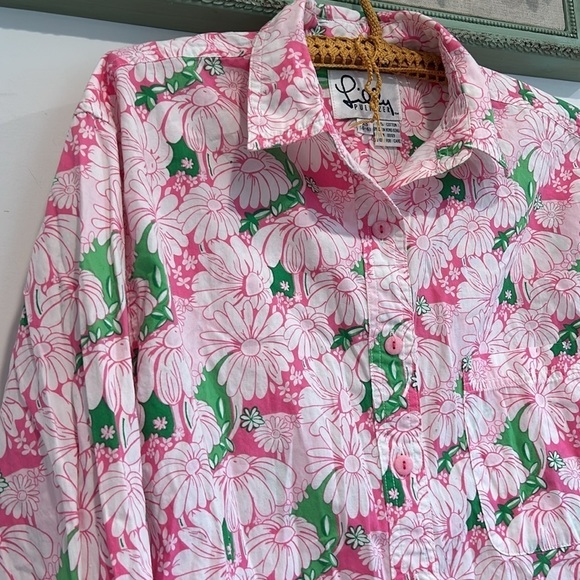 Lilly Pulitzer Vintage long sleeve button down blouse size 4-6 small pink print - Picture 5 of 7
